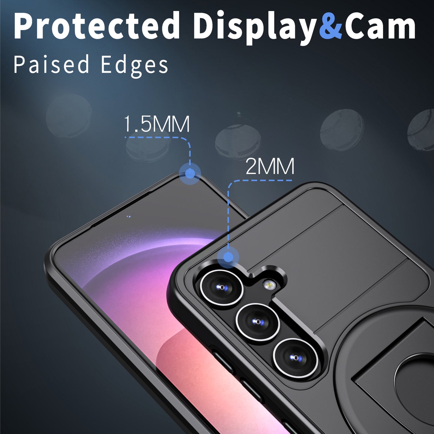 For Samsung Galaxy S24 Phone Case PC+TPU Magnetic Cover Military Grade Shockproof - Black