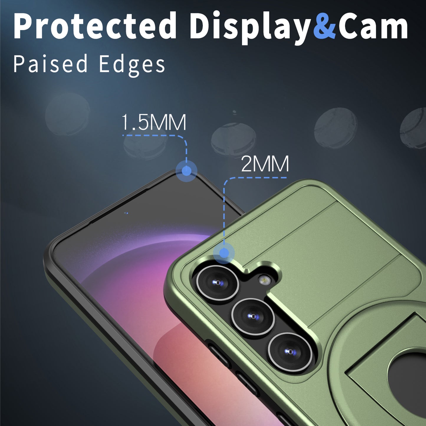 For Samsung Galaxy S24 Phone Case PC+TPU Magnetic Cover Military Grade Shockproof - Green