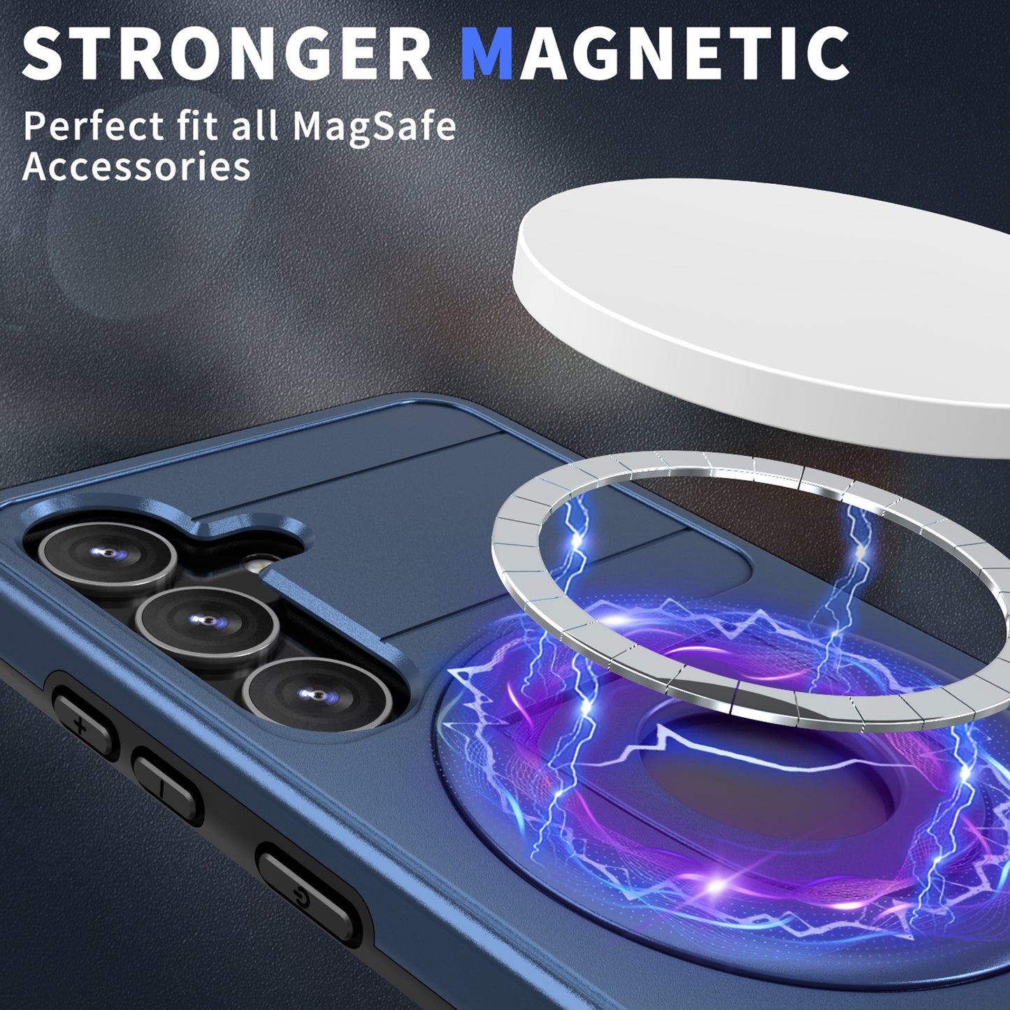 For Samsung Galaxy S24 Phone Case PC+TPU Magnetic Cover Military Grade Shockproof - Blue
