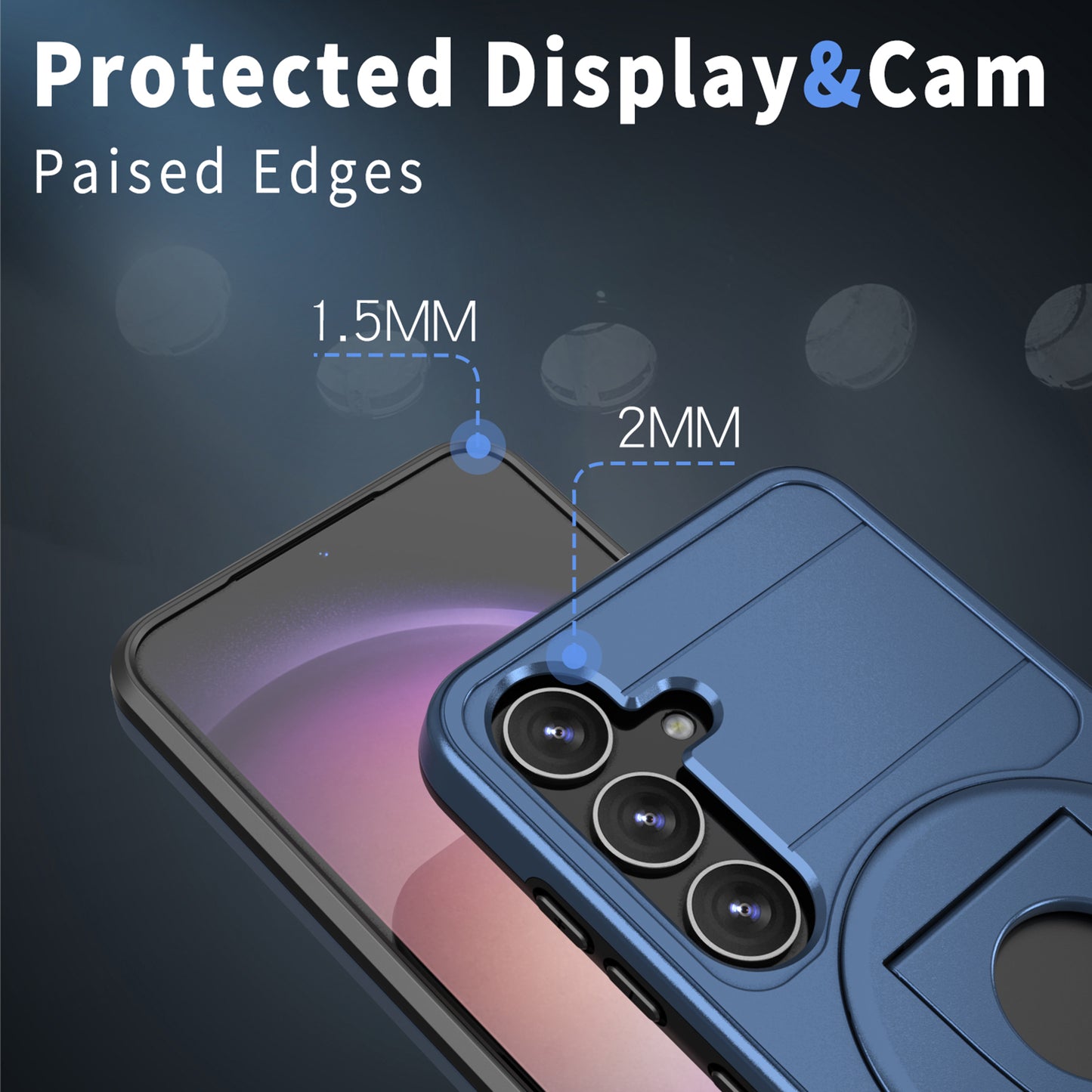 For Samsung Galaxy S24 Phone Case PC+TPU Magnetic Cover Military Grade Shockproof - Blue