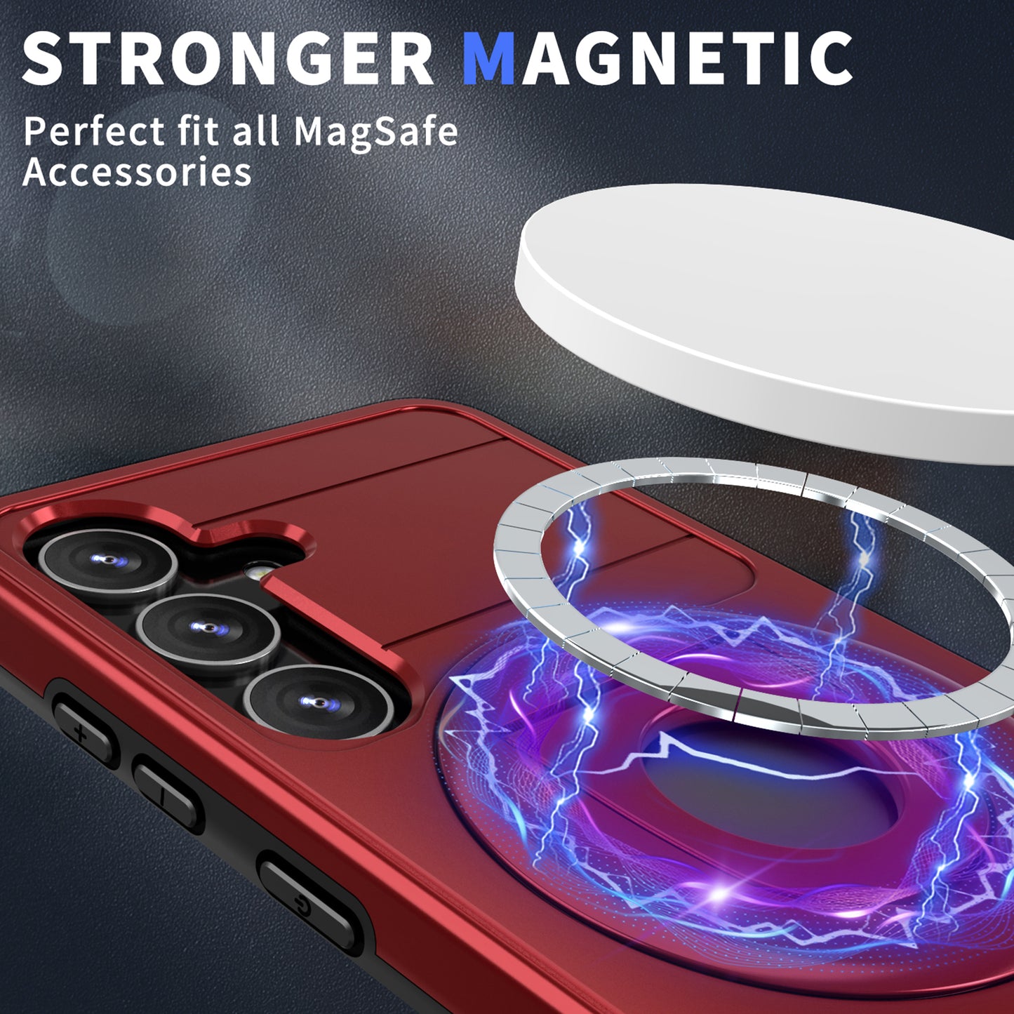For Samsung Galaxy S24 Phone Case PC+TPU Magnetic Cover Military Grade Shockproof - Red
