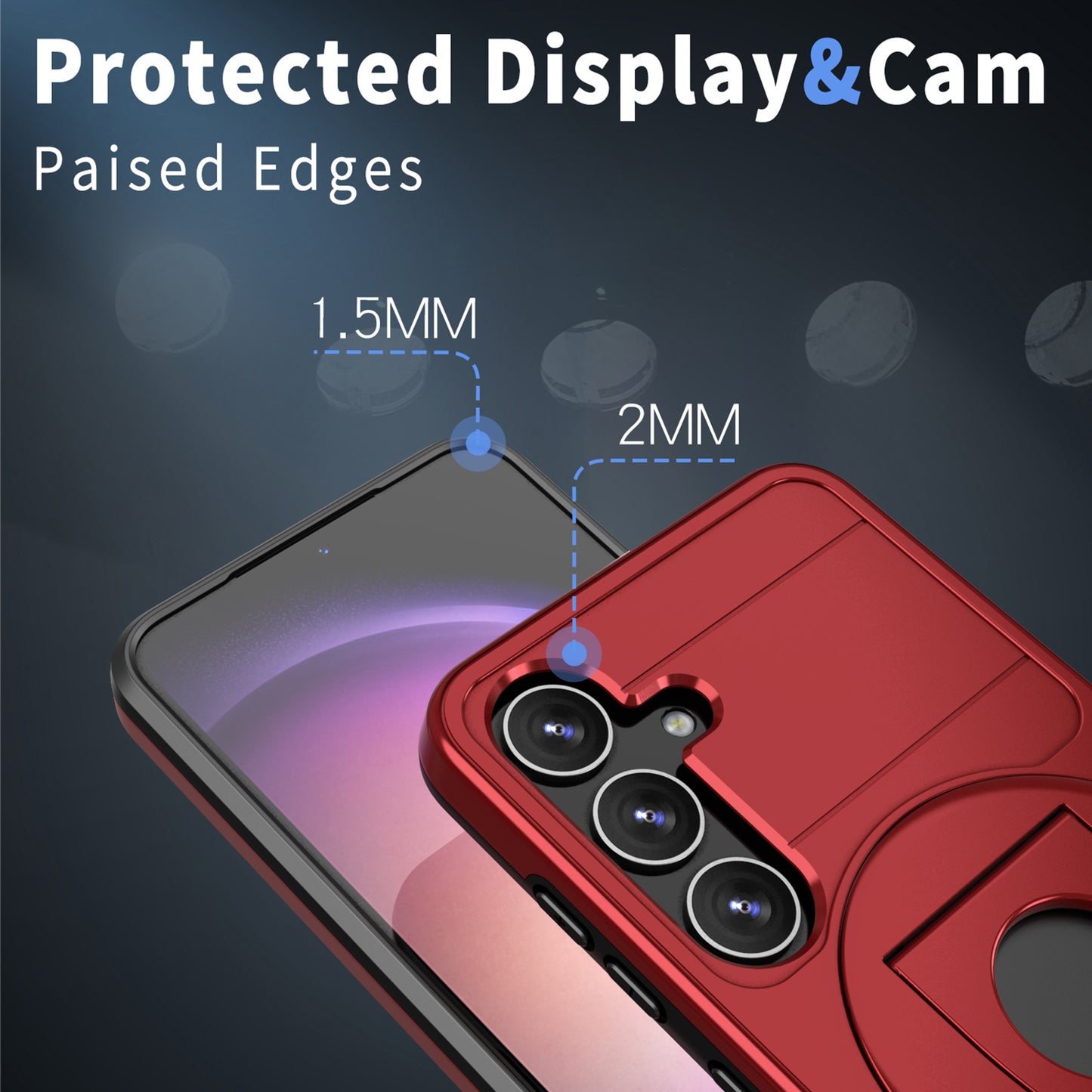 For Samsung Galaxy S24 Phone Case PC+TPU Magnetic Cover Military Grade Shockproof - Red