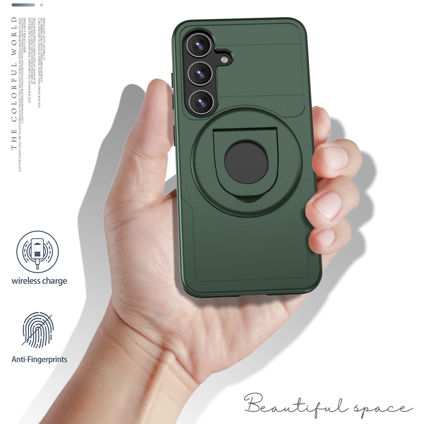 For Samsung Galaxy S24 Phone Case PC+TPU Magnetic Cover Military Grade Shockproof - Blackish Green