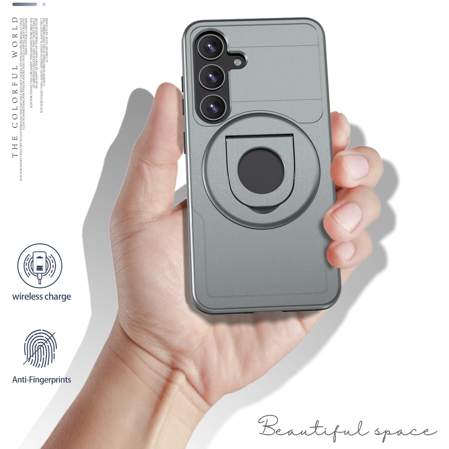 For Samsung Galaxy S24 Phone Case PC+TPU Magnetic Cover Military Grade Shockproof - Grey