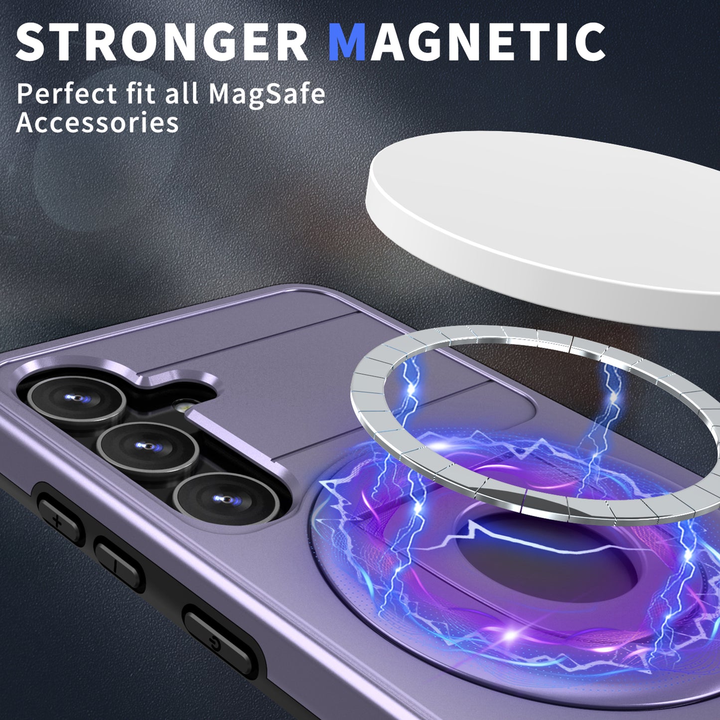 For Samsung Galaxy S24 Phone Case PC+TPU Magnetic Cover Military Grade Shockproof - Purple