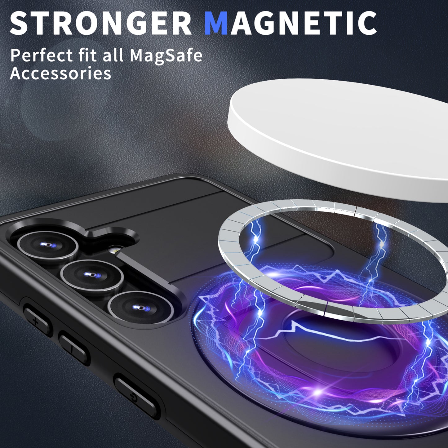 For Samsung Galaxy S24+ Phone Case Magnetic Kickstand Cover Compatible with MagSafe - Black