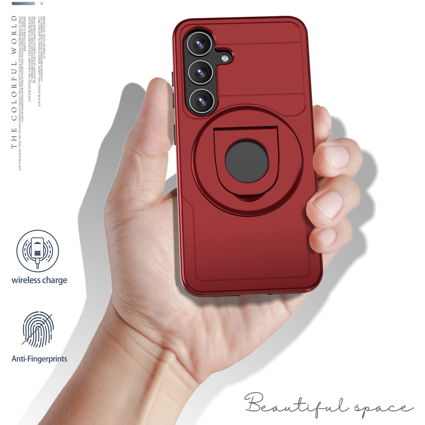 For Samsung Galaxy S24+ Phone Case Magnetic Kickstand Cover Compatible with MagSafe - Red