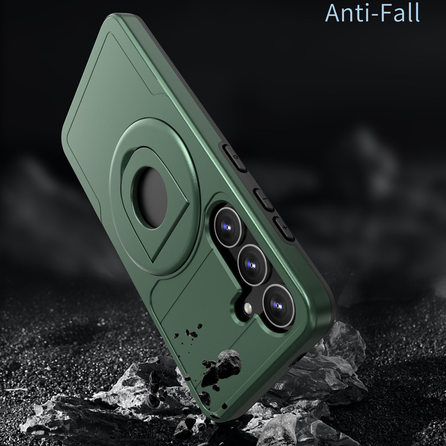 For Samsung Galaxy S24+ Phone Case Magnetic Kickstand Cover Compatible with MagSafe - Blackish Green