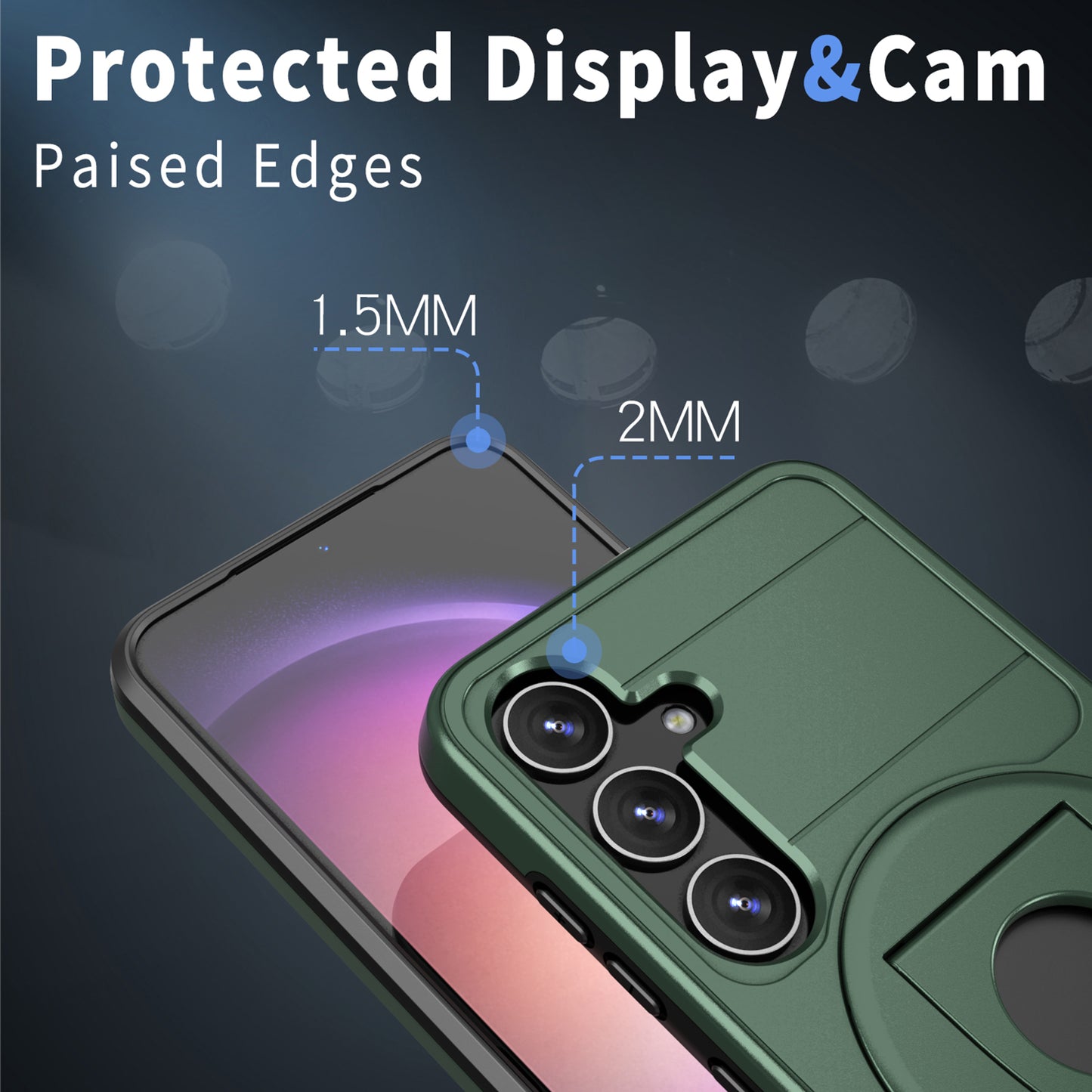 For Samsung Galaxy S24+ Phone Case Magnetic Kickstand Cover Compatible with MagSafe - Blackish Green