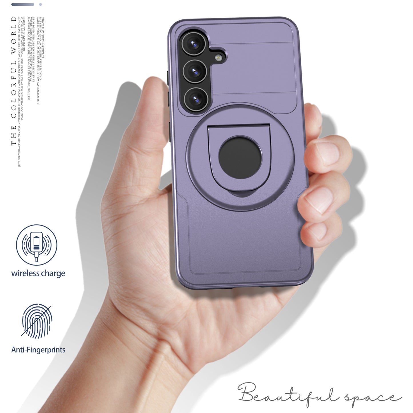 For Samsung Galaxy S24+ Phone Case Magnetic Kickstand Cover Compatible with MagSafe - Purple