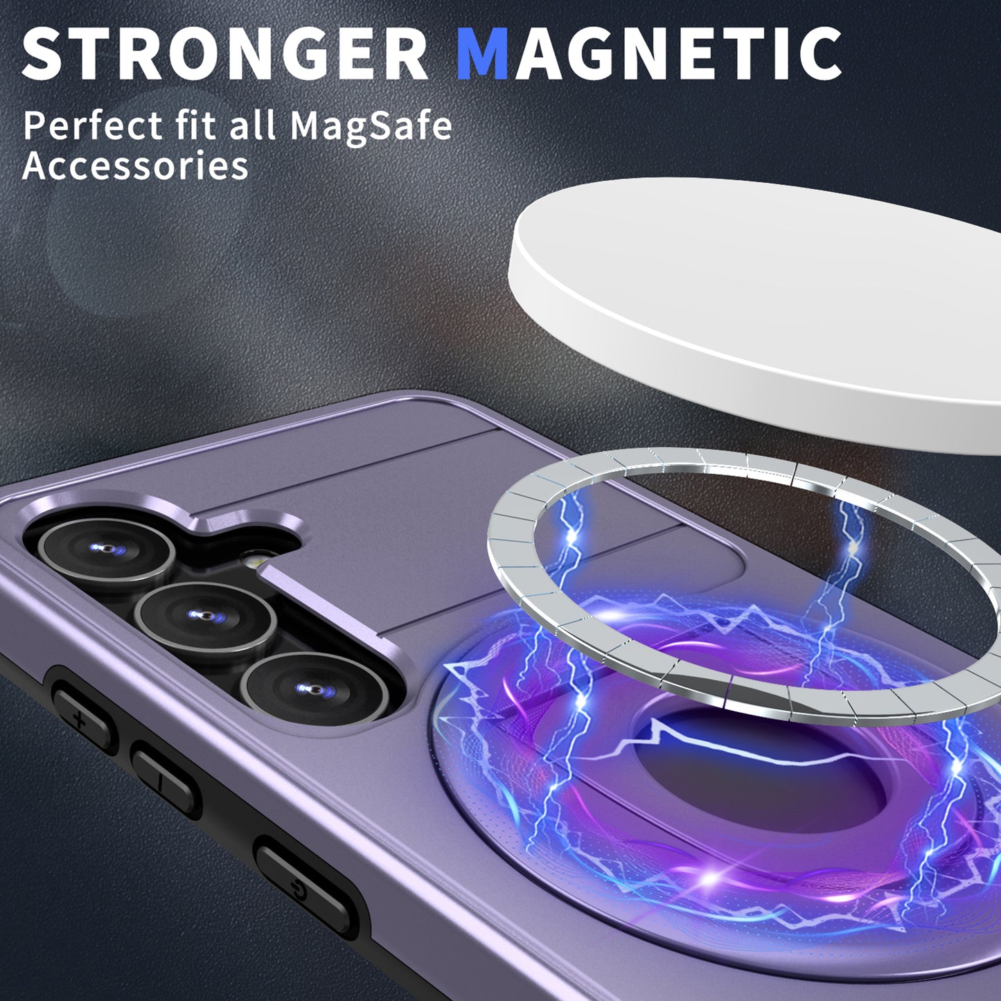 For Samsung Galaxy S24+ Phone Case Magnetic Kickstand Cover Compatible with MagSafe - Purple