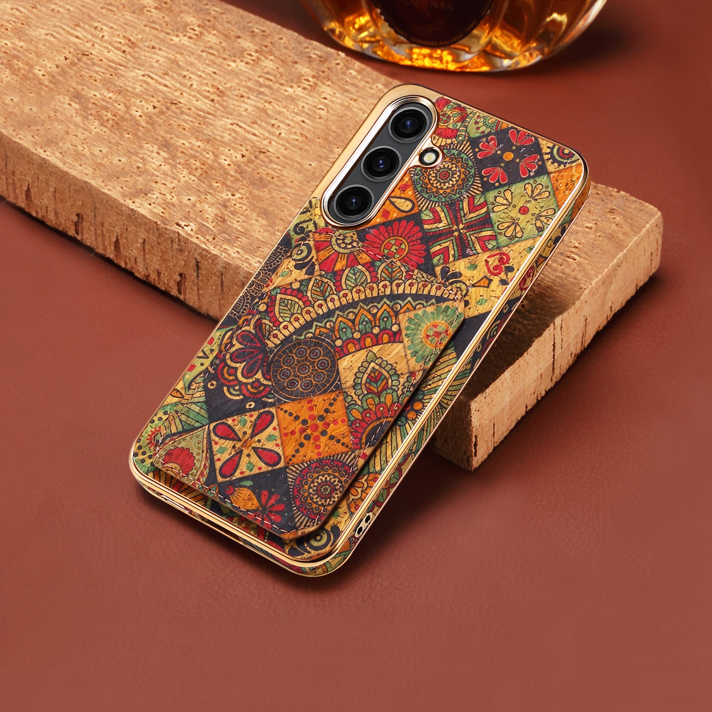 For Samsung Galaxy S24 Flower Phone Case Card Slots Kickstand Electroplated Cover - Yellow