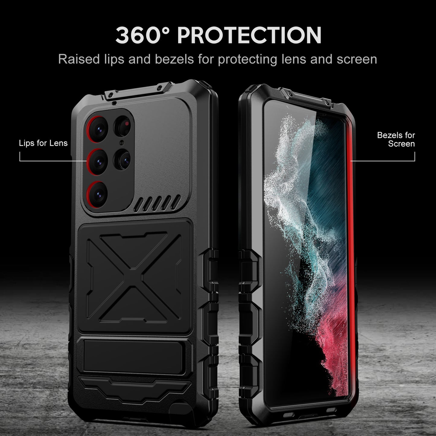 For Samsung Galaxy S24 Ultra Kickstand Phone Case Military Grade Shockproof Cover - Black