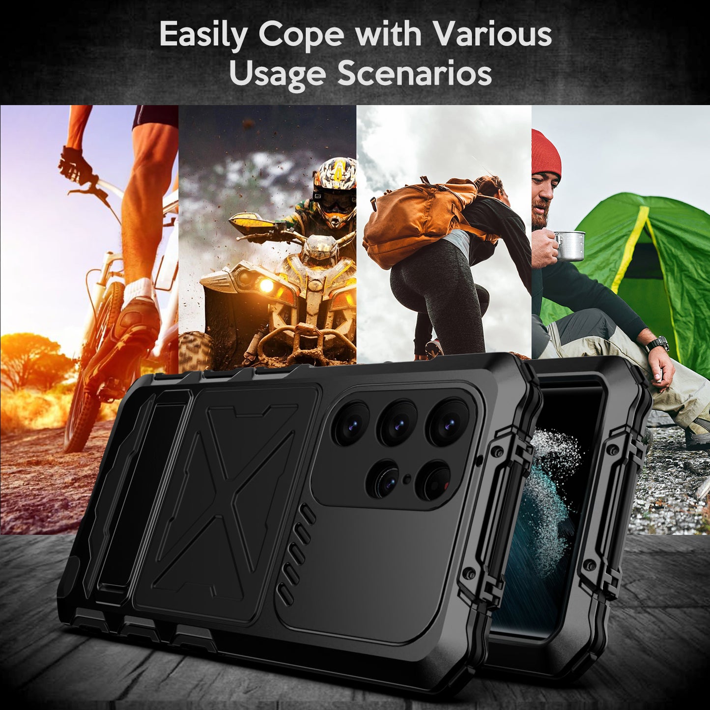 For Samsung Galaxy S24 Ultra Kickstand Phone Case Military Grade Shockproof Cover - Black