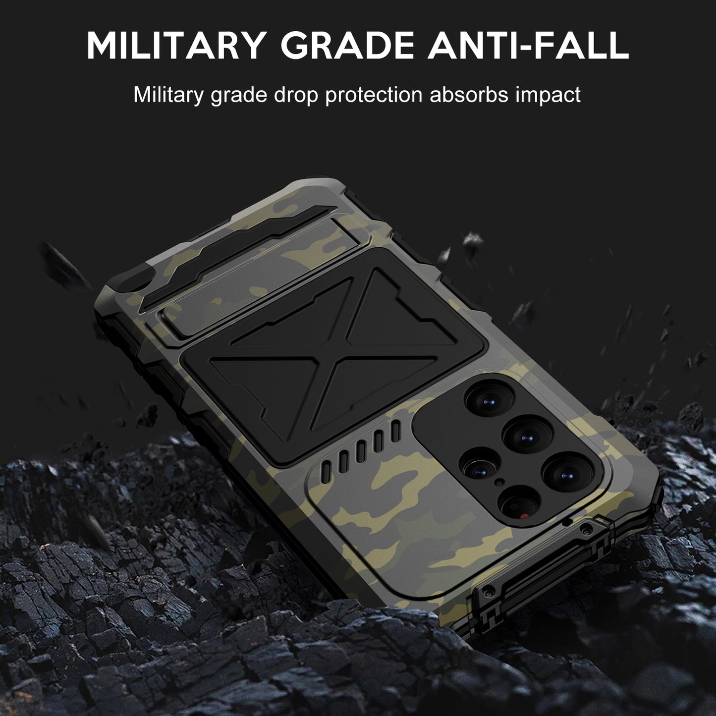For Samsung Galaxy S24 Ultra Kickstand Phone Case Military Grade Shockproof Cover - Camouflage