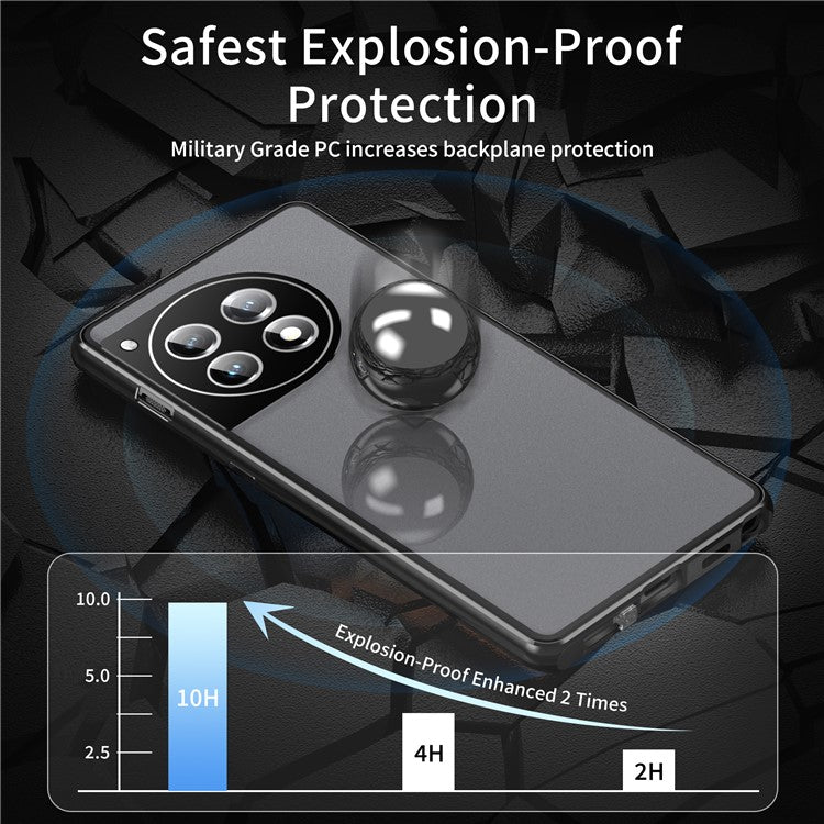 For OnePlus 12 5G Tempered Glass Case Security Lock Full Body Protection Phone Cover - Black