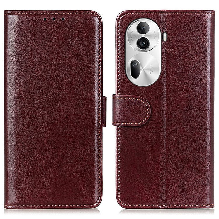 Phone Case for Oppo Reno11 Pro 5G (Global) / Reno11 (China) 5G Crazy Horse Texture Wallet Leather Cover - Brown