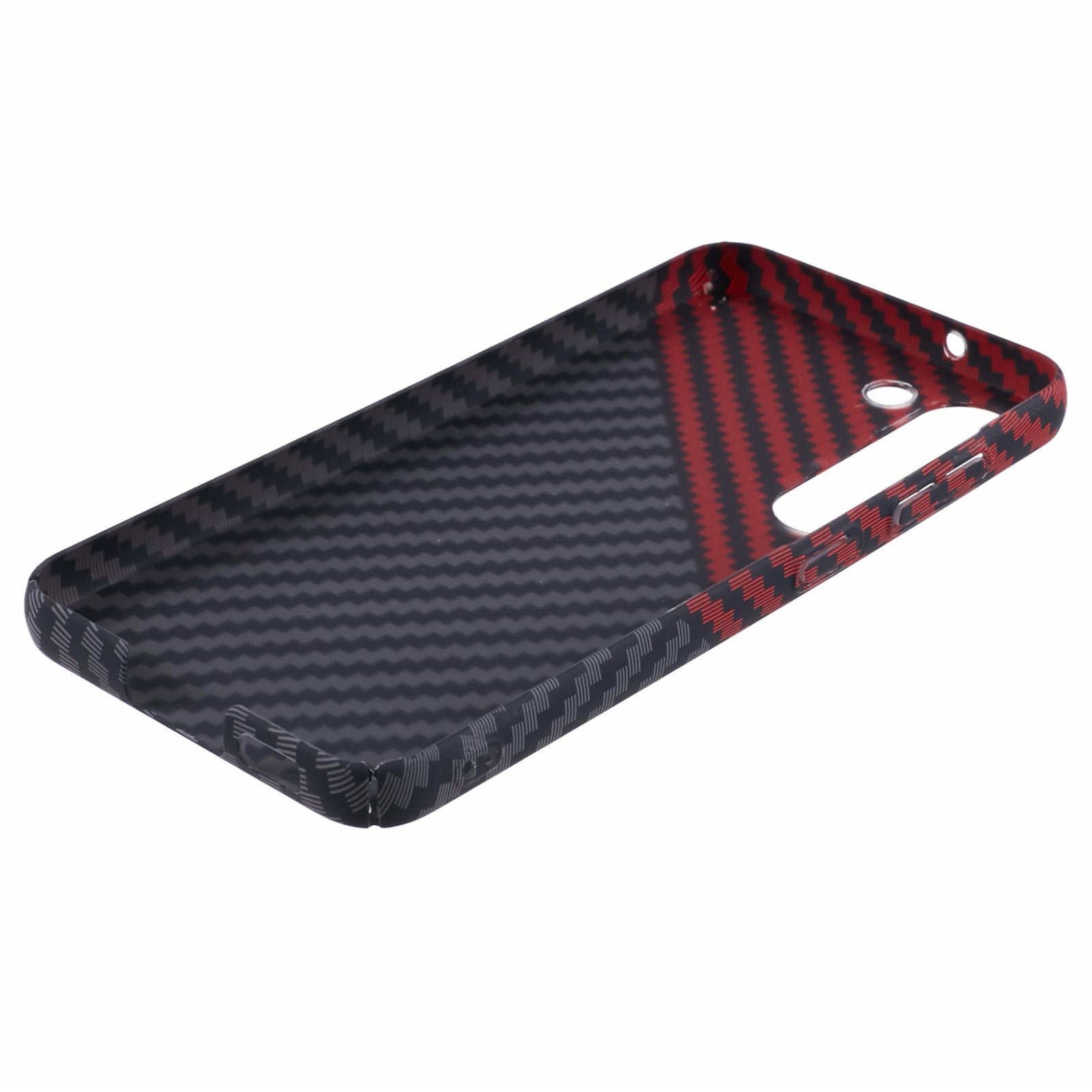 For Samsung Galaxy S24 Case Carbon Fiber Texture Splicing PC Phone Cover - Black+Red