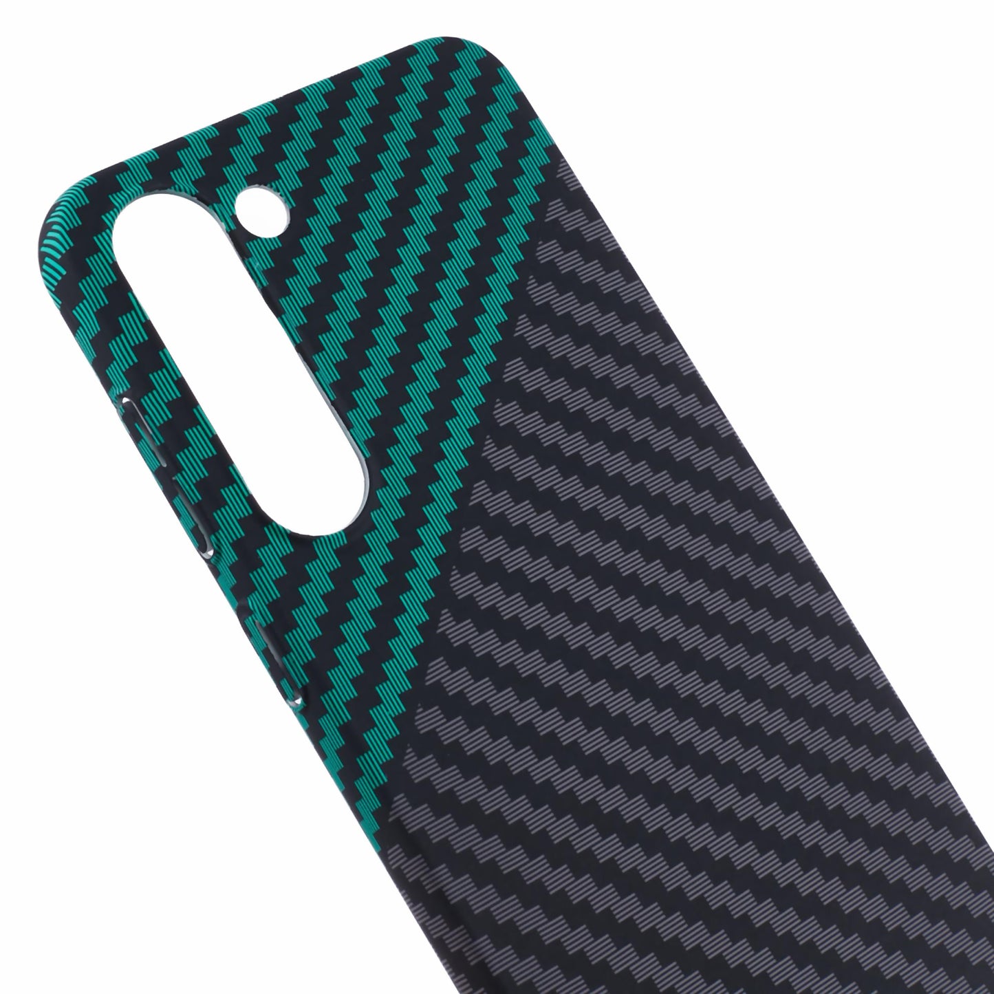 For Samsung Galaxy S24 Case Carbon Fiber Texture Splicing PC Phone Cover - Black+Green