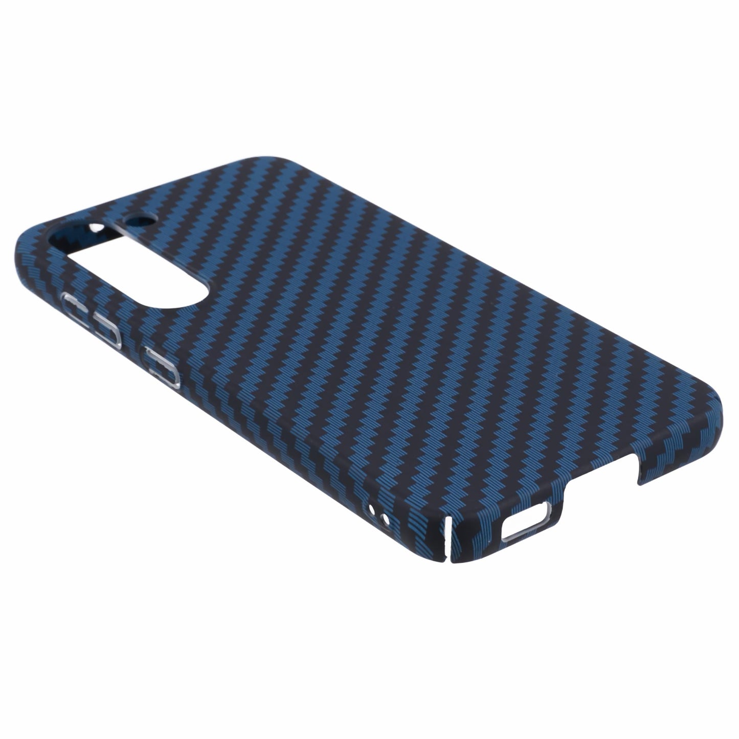 For Samsung Galaxy S24 Case Carbon Fiber Texture Splicing PC Phone Cover - Blue
