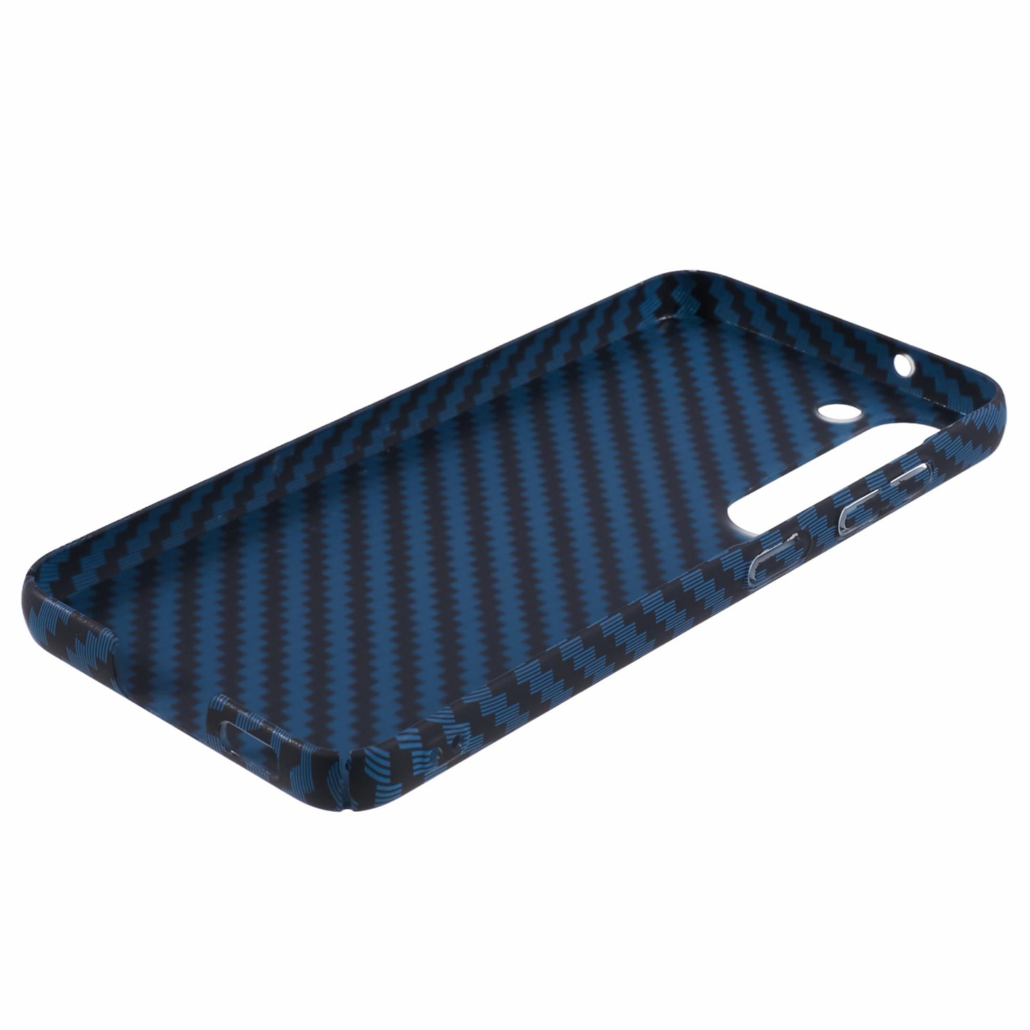 For Samsung Galaxy S24 Case Carbon Fiber Texture Splicing PC Phone Cover - Blue