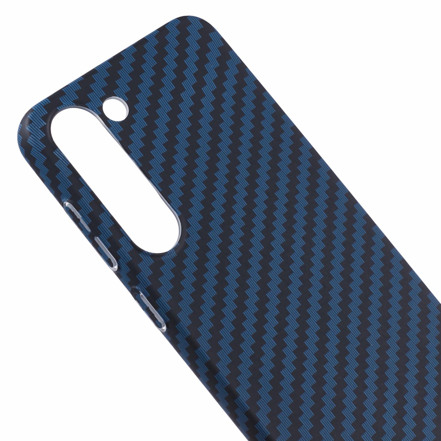 For Samsung Galaxy S24 Case Carbon Fiber Texture Splicing PC Phone Cover - Blue