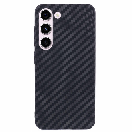 For Samsung Galaxy S24 Case Carbon Fiber Texture Splicing PC Phone Cover - Black