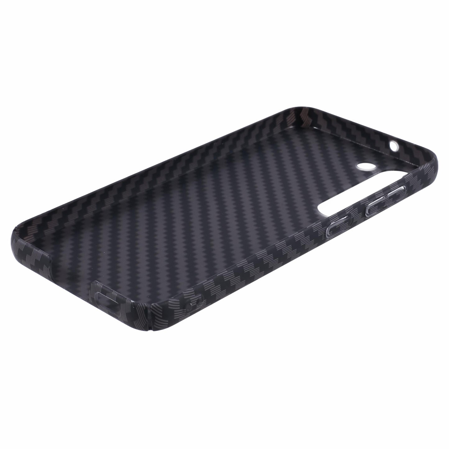 For Samsung Galaxy S24 Case Carbon Fiber Texture Splicing PC Phone Cover - Black