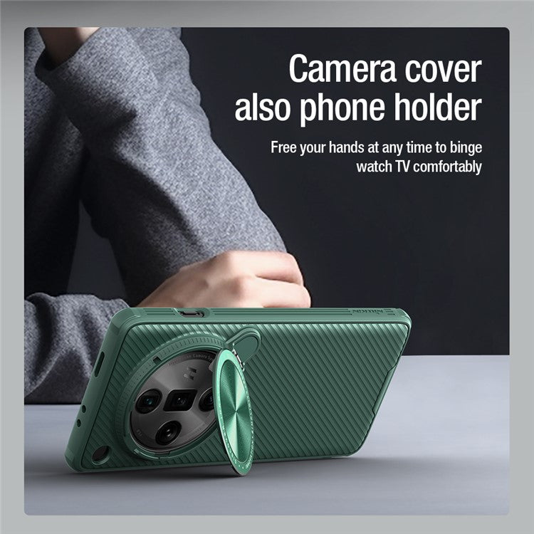 NILLKIN CamShield Prop Series for Oppo Find X7 Ultra Kickstand Phone Case with Lens Cover - Black