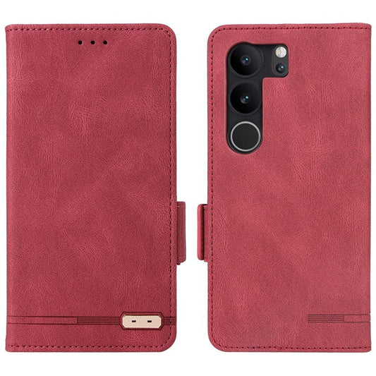 For vivo V29 Pro 5G Phone Case Leather Flip Stand Cover with Hardware Decor - Rose