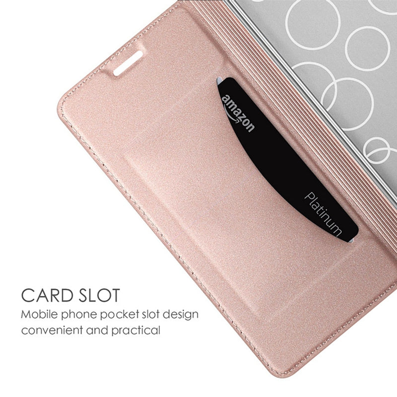 For Samsung Galaxy S24 Phone Stand Case Card Holder PU Leather Cell Phone Cover - Rose Gold