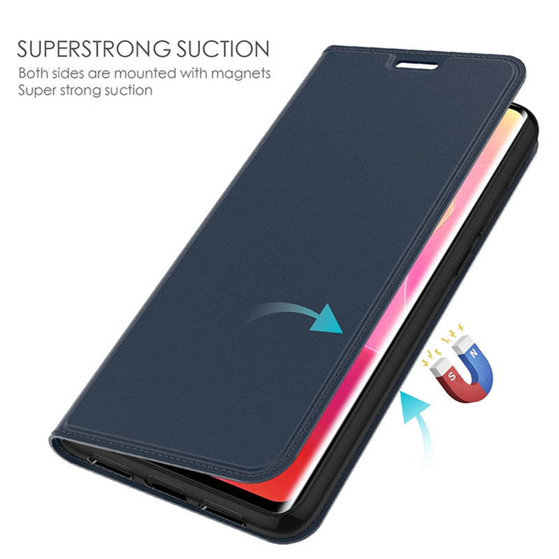 For Samsung Galaxy S24+ Card Holder PU Leather Phone Cover Anti-Scratch Cell Phone Stand Case - Blue