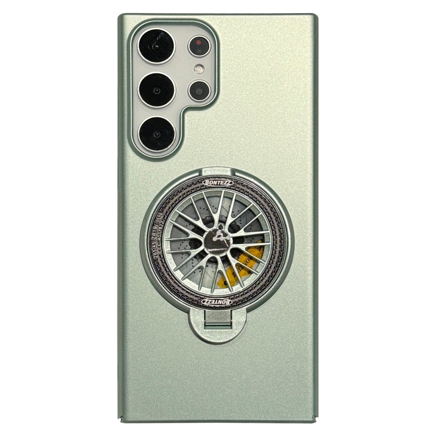 VOERO For Samsung Galaxy S24 Ultra PC Case Electroplating Kickstand Phone Case Built-In Rotating Gyro - Cyan