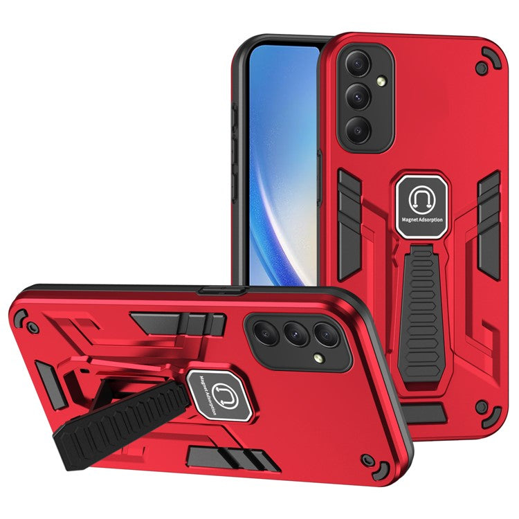 For Samsung Galaxy A34 5G Case Anti-drop PC + TPU Kickstand Phone Cover - Red
