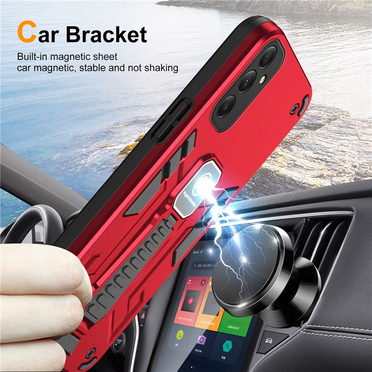 For Samsung Galaxy A34 5G Case Anti-drop PC + TPU Kickstand Phone Cover - Red