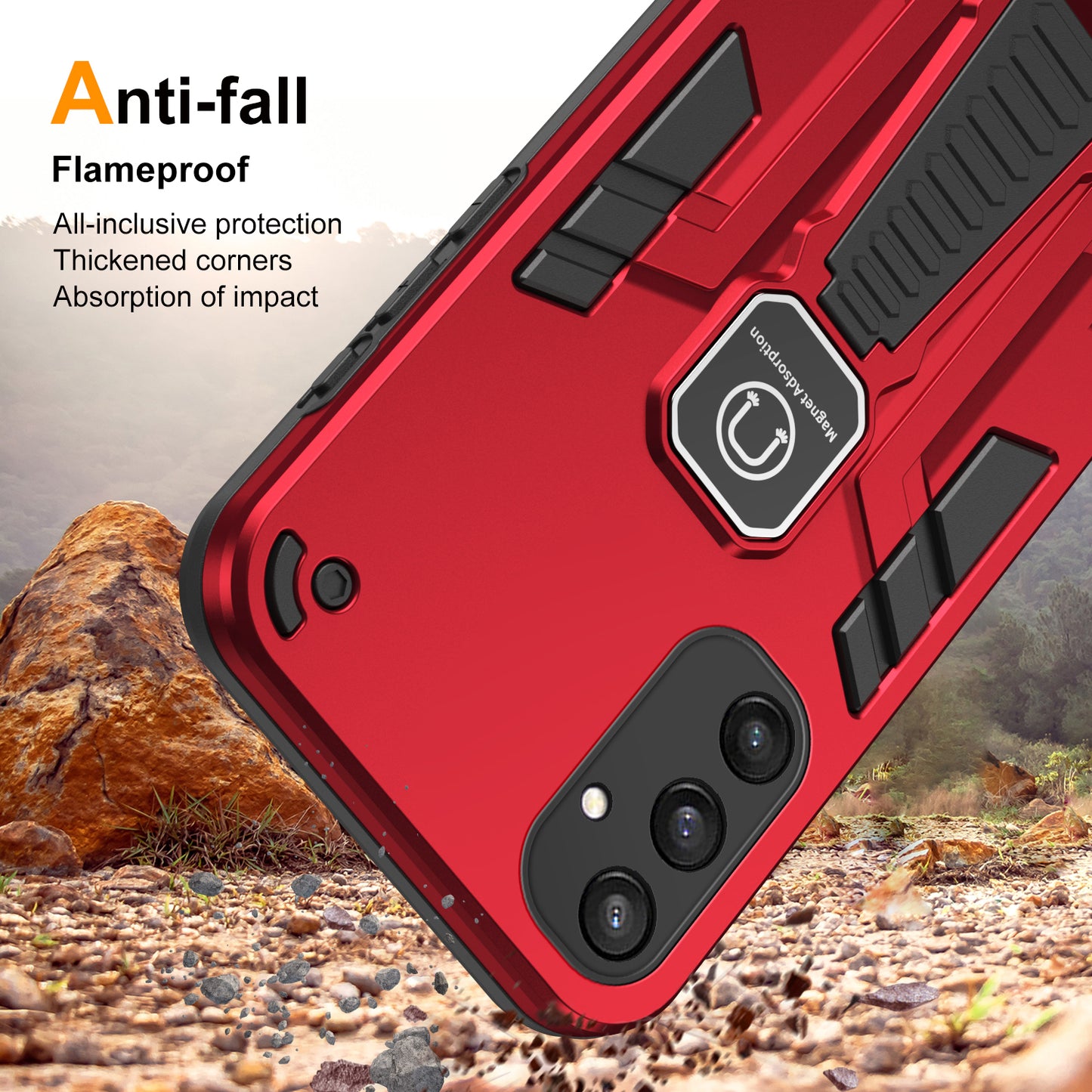 For Samsung Galaxy S24+ Case Anti-scratch PC + TPU Phone Back Shell with Kickstand - Red