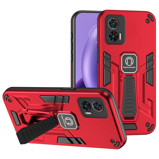 For Motorola Edge 30 Neo 5G Kickstand Case PC + TPU Cover Support Magnetic Car Mount - Red