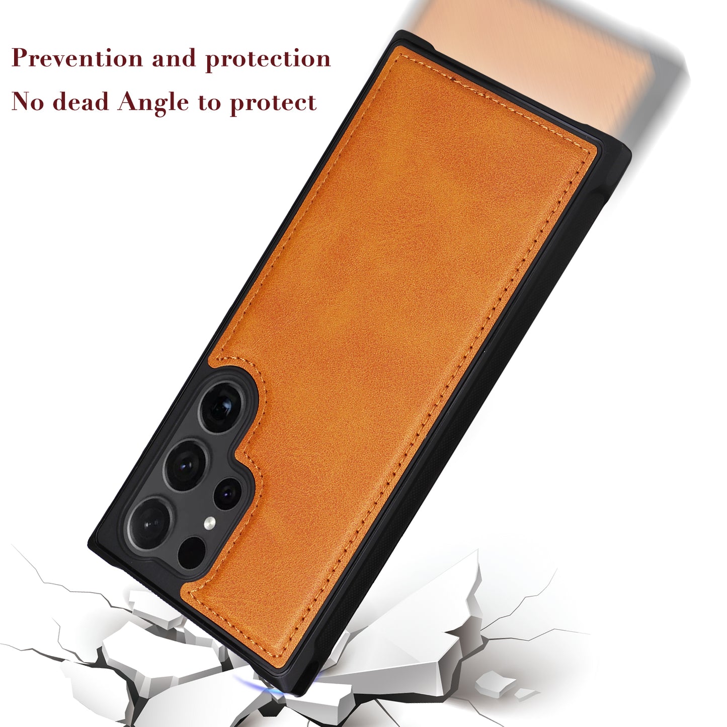 KT Leather Series-4 For Samsung Galaxy S24 Ultra Case 2-in-1 Detachable Stand Phone Cover - Coffee