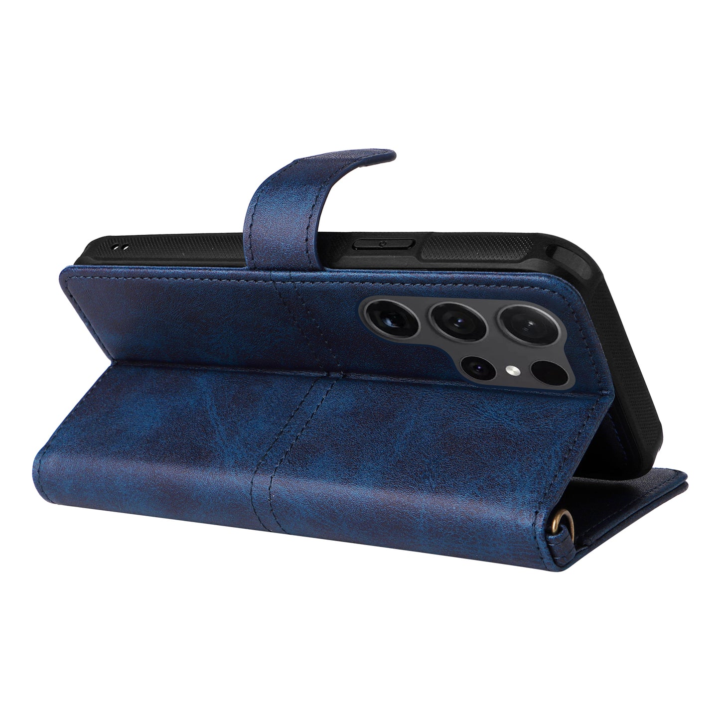 KT Leather Series-4 For Samsung Galaxy S24 Ultra Case 2-in-1 Detachable Stand Phone Cover - Blue
