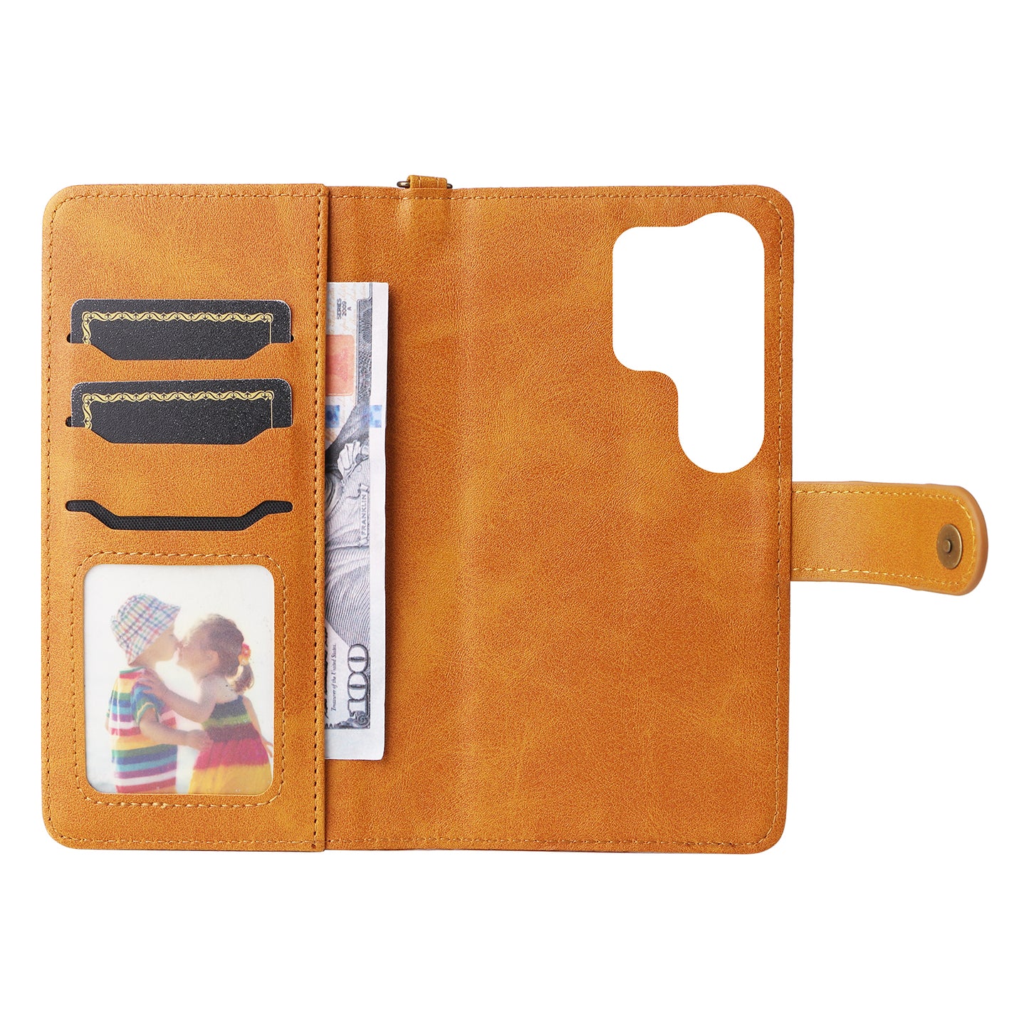 KT Leather Series-4 For Samsung Galaxy S24 Ultra Case 2-in-1 Detachable Stand Phone Cover - Brown