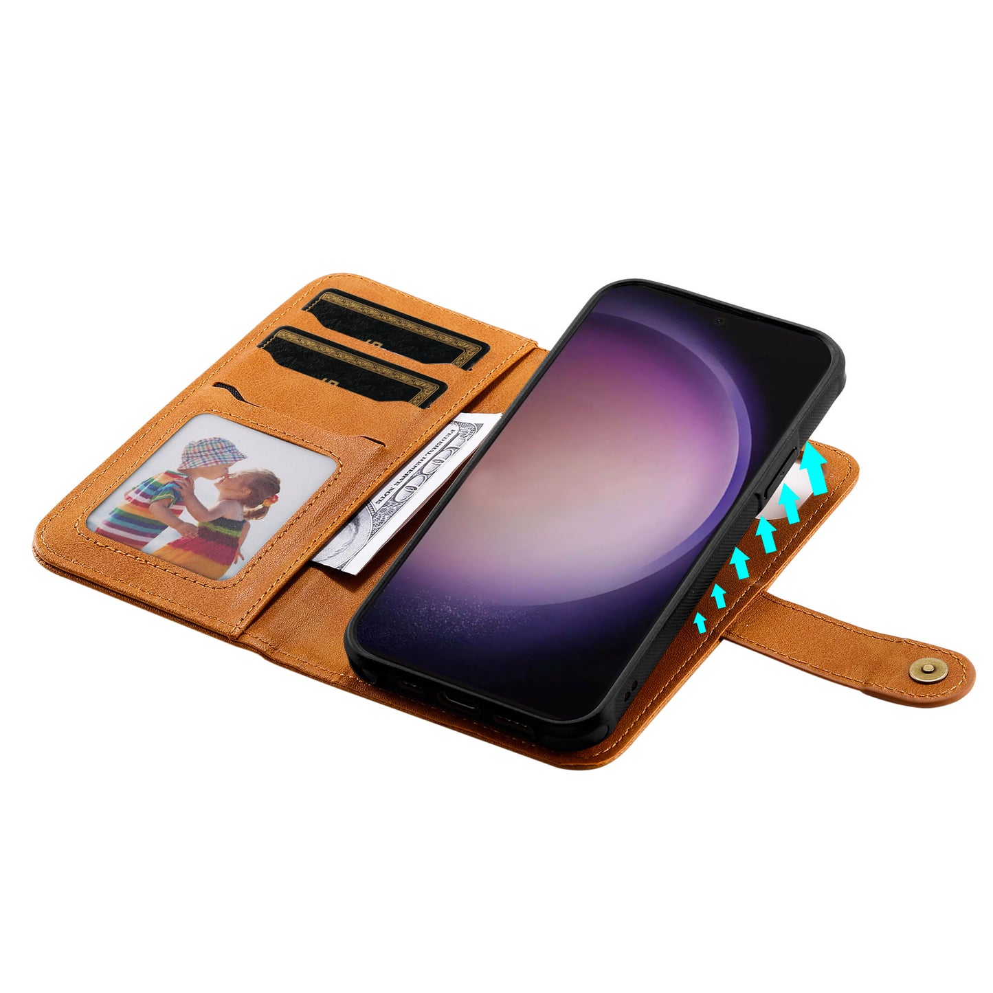 KT Leather Series-4 For Samsung Galaxy S24 Ultra Case 2-in-1 Detachable Stand Phone Cover - Brown