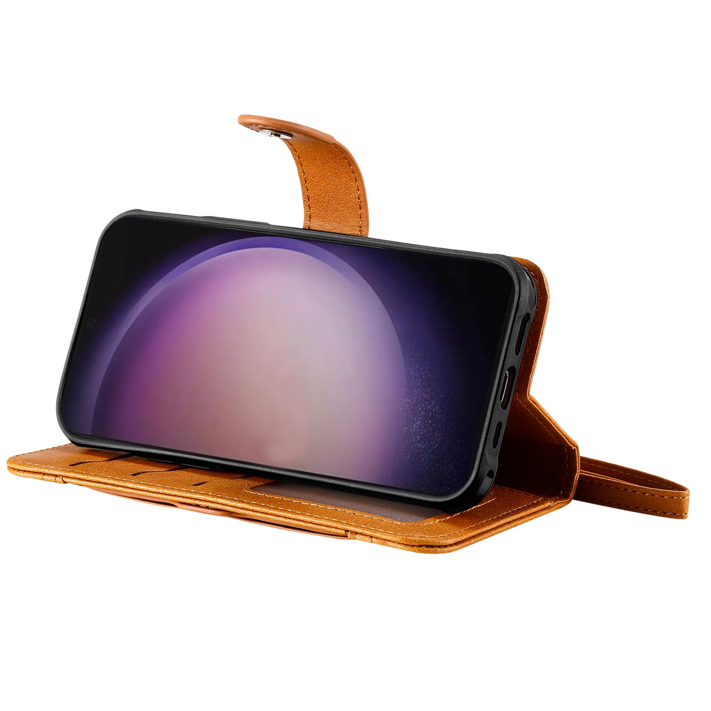 KT Leather Series-4 For Samsung Galaxy S24 Ultra Case 2-in-1 Detachable Stand Phone Cover - Brown