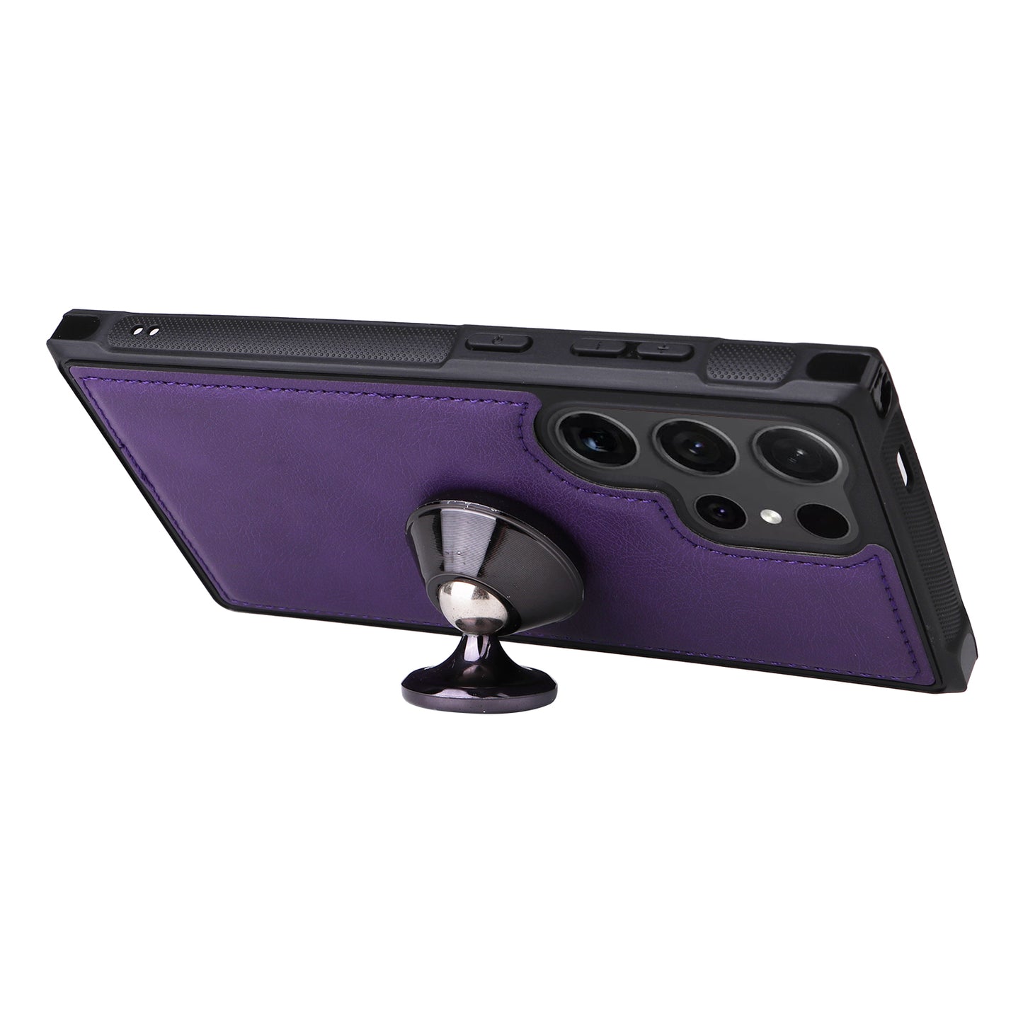 KT Multi-functional Series-4 for Samsung Galaxy S24 Ultra Case Magnetic Leather Zipper Pocket Phone Cover - Purple