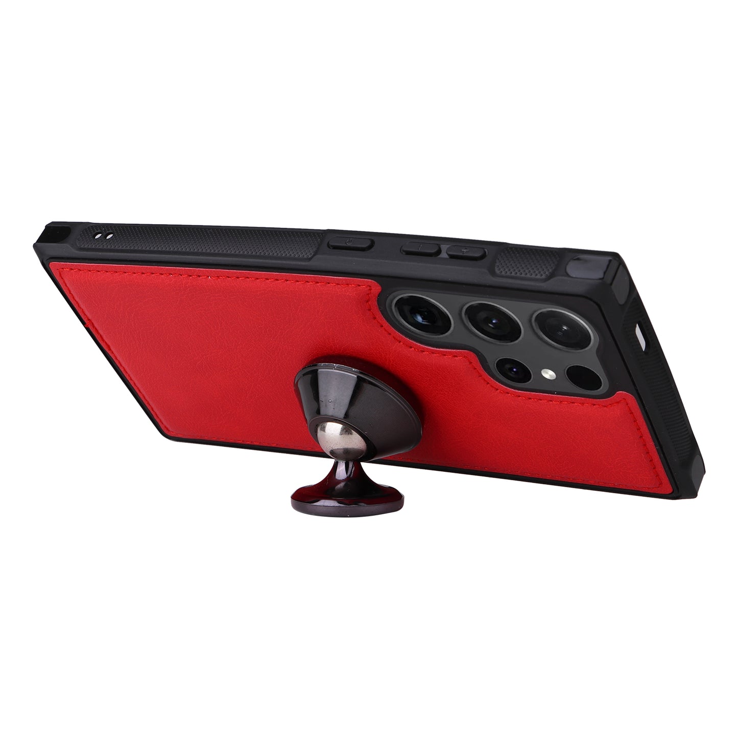 KT Multi-functional Series-4 for Samsung Galaxy S24 Ultra Case Magnetic Leather Zipper Pocket Phone Cover - Red