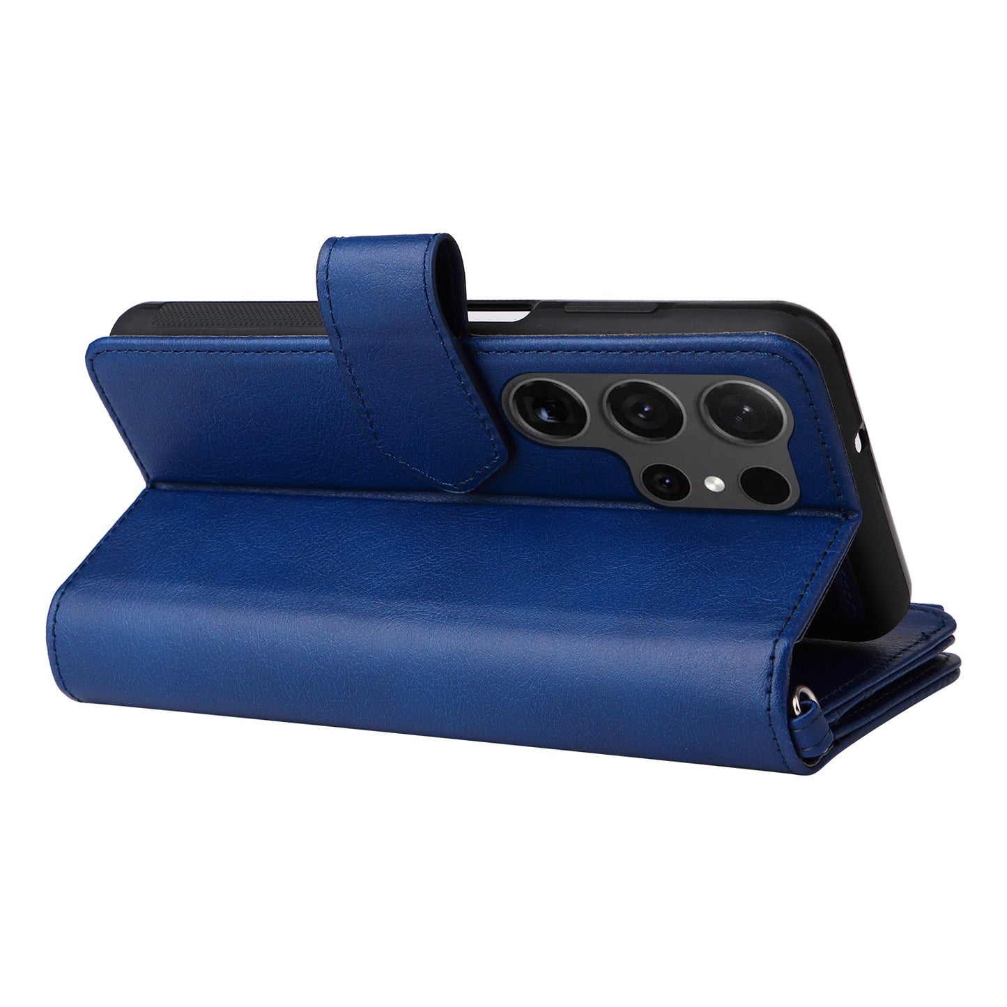 KT Multi-functional Series-4 for Samsung Galaxy S24 Ultra Case Magnetic Leather Zipper Pocket Phone Cover - Blue