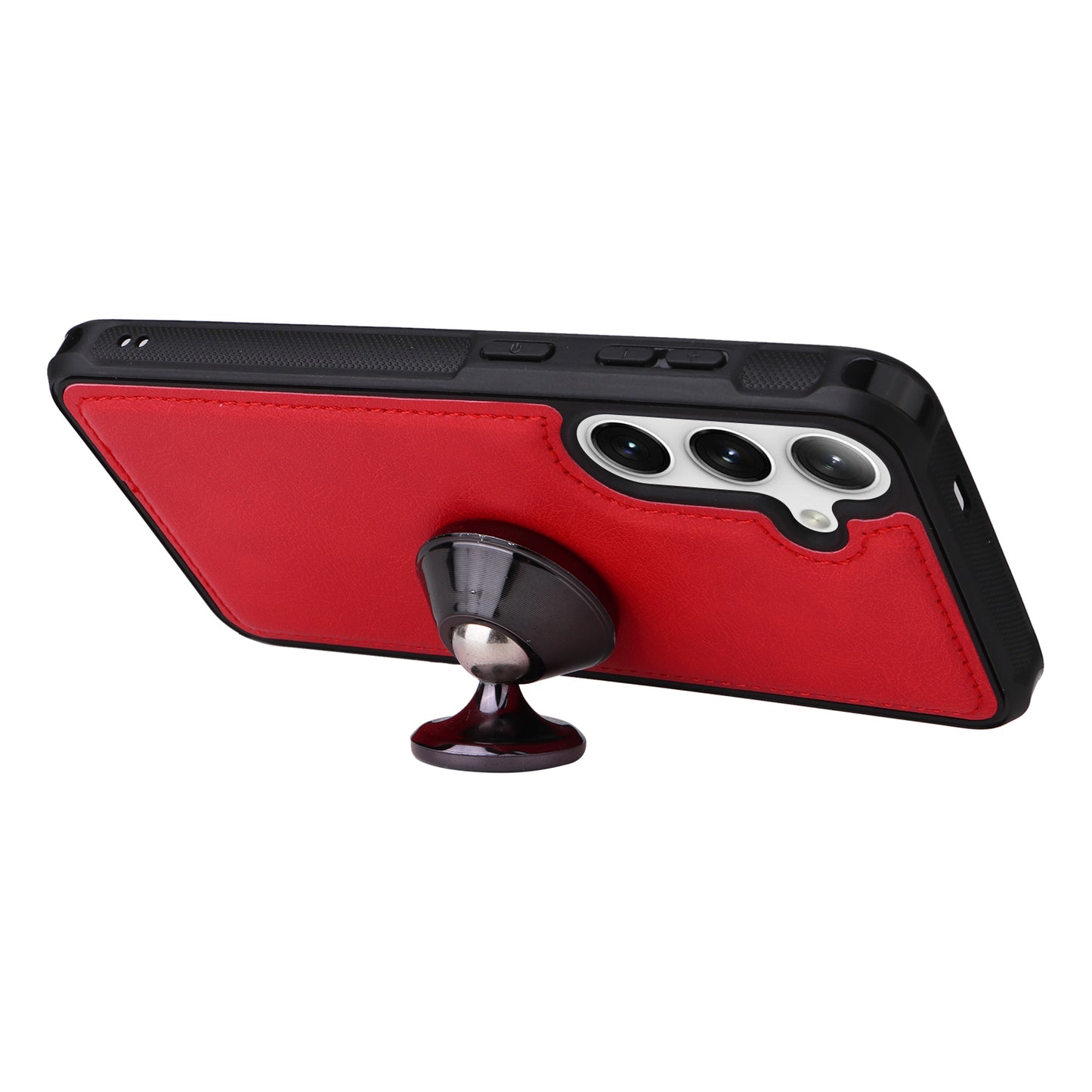 KT Multi-functional Series-4 for Samsung Galaxy S24 Magnetic Case Card Slots Stand Zipper Phone Cover - Red