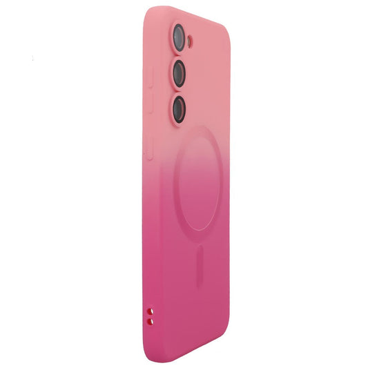 ENAKY HAT PRINCE For Samsung Galaxy S23 Case Silicone Cover Lens Protection - Pink+Rose