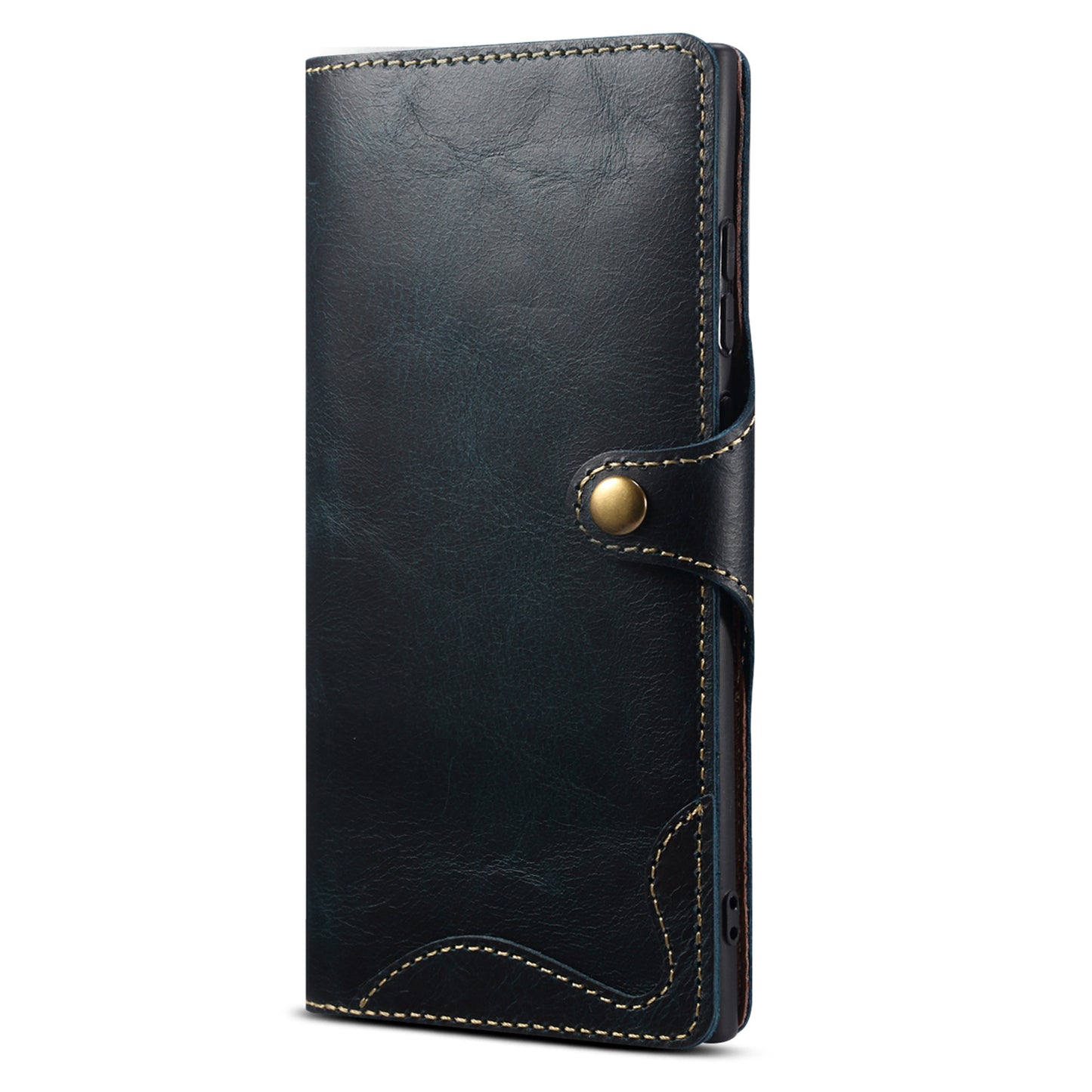 For Samsung Galaxy S24 Ultra Cell Phone Case Buckled Retro Oil Wax Wallet Cover - Blue