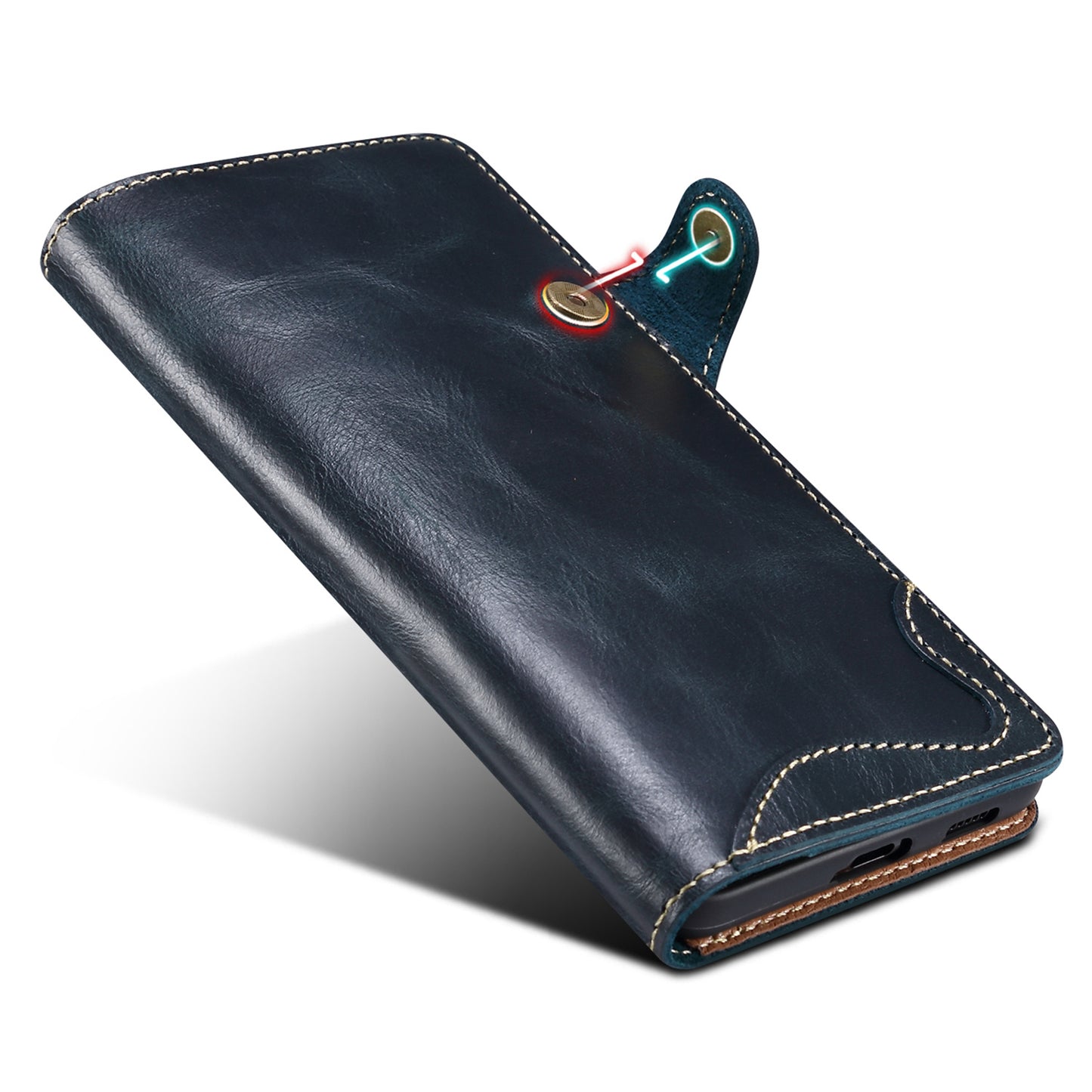 For Samsung Galaxy S24+ Magnetic Case Buckled Retro Oil Wax Phone Cover - Blue