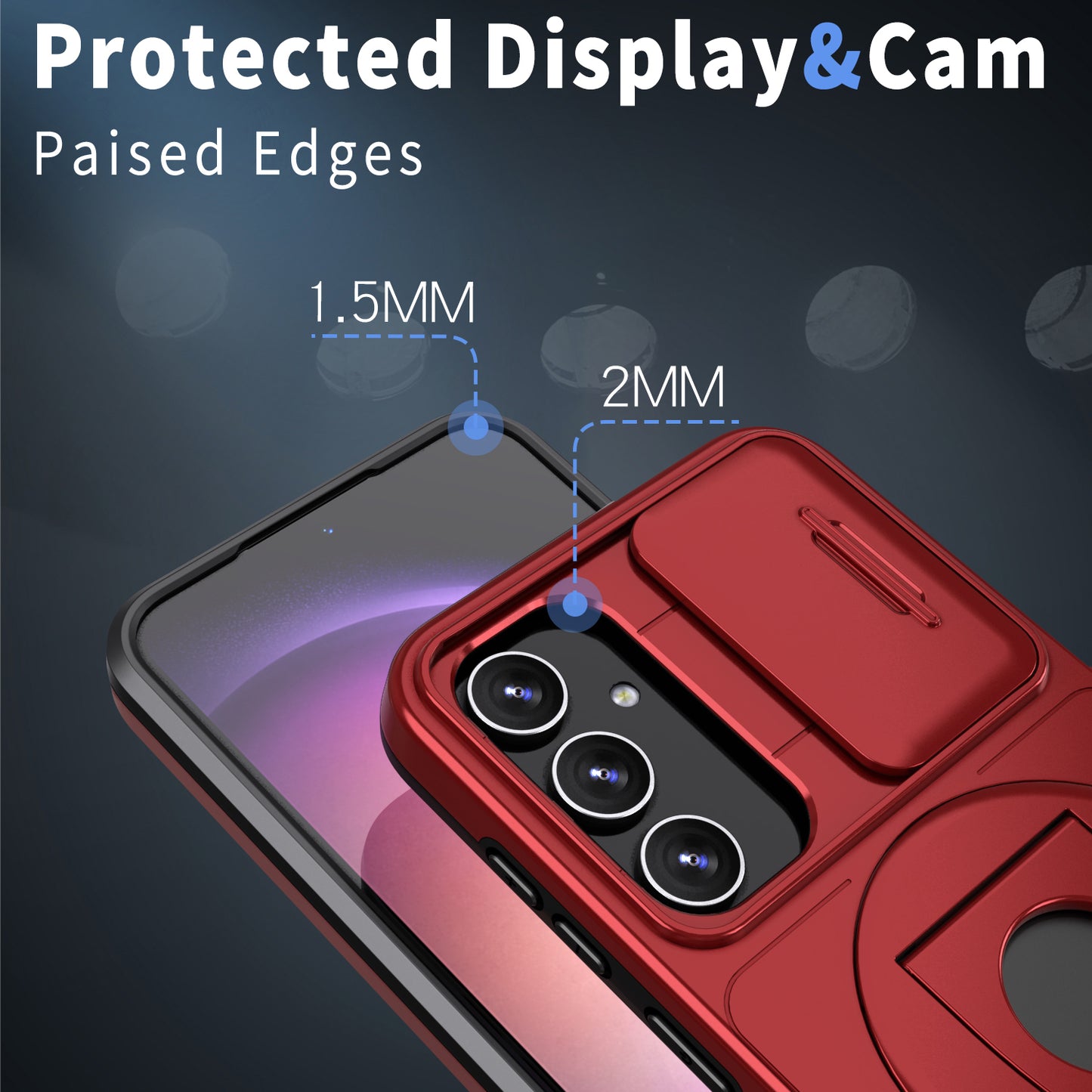 For Samsung Galaxy S20 FE / S20 FE 5G / S20 FE 2022 / S20 Lite Phone Case with Slide Camera Cover - Red